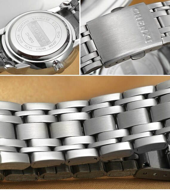 Męski zegarek marki CHENXI, kolor srebrny, stal nierdzewna, biznesowy styl, na co dzień - model 067A, kolekcja 2018 - Wianko - 14