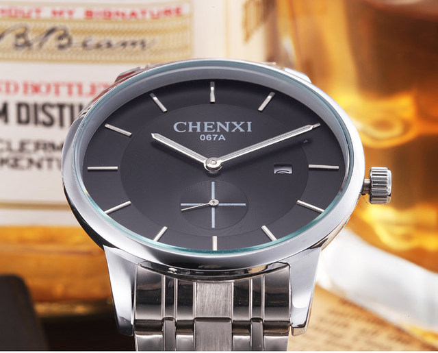 Męski zegarek marki CHENXI, kolor srebrny, stal nierdzewna, biznesowy styl, na co dzień - model 067A, kolekcja 2018 - Wianko - 24