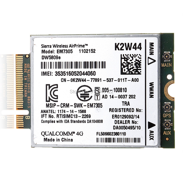 Karta sieciowa bezprzewodowa Dell DW5809e K2W44 dla Sierra Airprime EM7305 LTE WWAN do Dell E7450 E7250 E5550 E5450 M.2 4G 100M - Wianko - 1