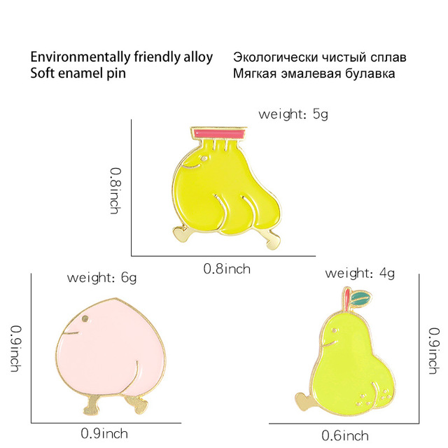 Emaliowana broszka identyfikator o pięknych motywach owocowych: brzoskwini, gruszek i bananów z kreskówkowymi klamrami dla studentów i siostry - Wianko - 1