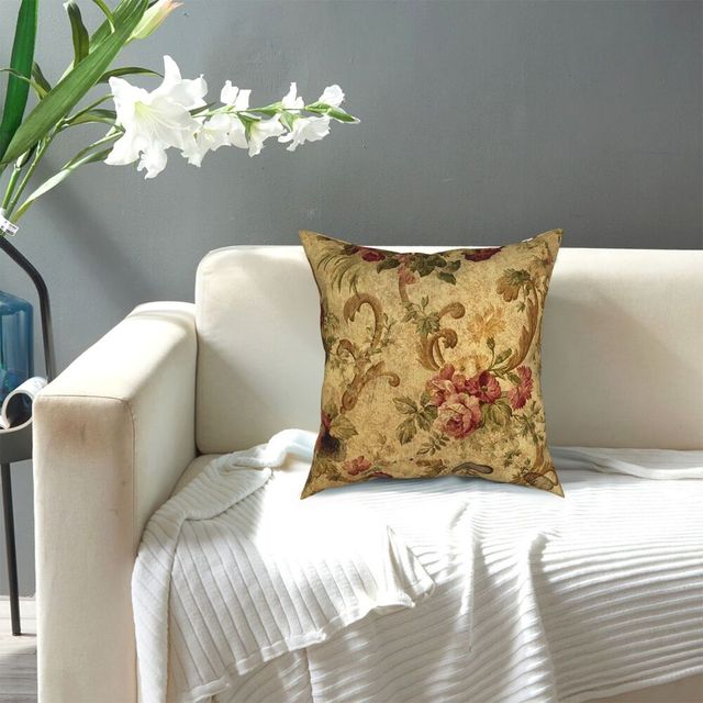Elegancka poszewka na poduszkę w stylu vintage z gobelinem kwiatowym - 18 cali - Wianko - 7