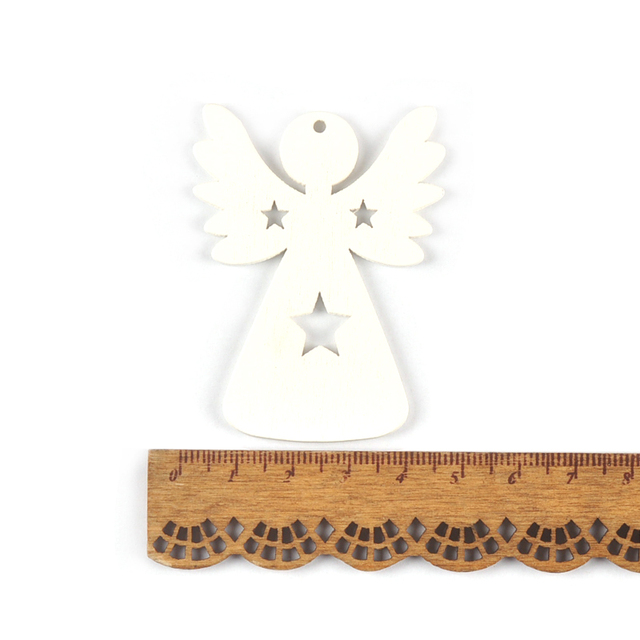 5 sztuk/partia Drewniane wisiorki świąteczne ze snieżynkami, gwiazdki i aniołki białe, dekoracje na choinkę i do Scrapbookingu MT2214 - Wianko - 2