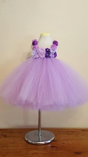 Sukienka Tutu dla dzieci - POSH DREAM, kwiat lawendy, róża szyfonowy, druhna ślubna - Wianko - 2