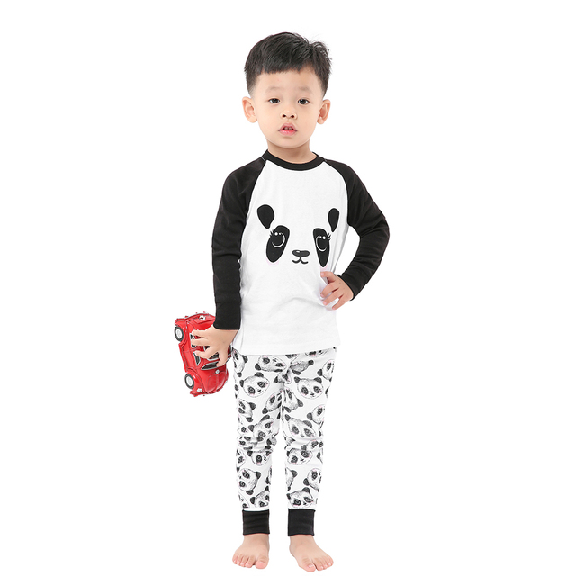 Dziecięcy zestaw piżam z bawełny, wygodny i stylowy: Koszulka z rakieta, spodnie - Wianko - 2