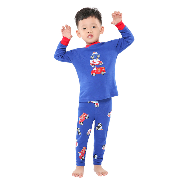 Dziecięcy zestaw piżam z bawełny, wygodny i stylowy: Koszulka z rakieta, spodnie - Wianko - 5