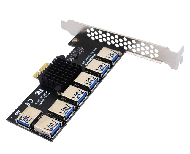 TISHRIC PCIE 1 do 7 gniazdo USB 3.0 PCI Express mnożnik wzmacniacz karty Riser PCIE 1X do 16X Riser 009S Adapter do bitcoinów górnictwoTytuł dopracowany:  Mnożnik USB 3.0 TISHRIC - Adapter PCIE 1 do 7, Riser 1X do 16X, do bitcoinów górnictwo - Wianko - 10