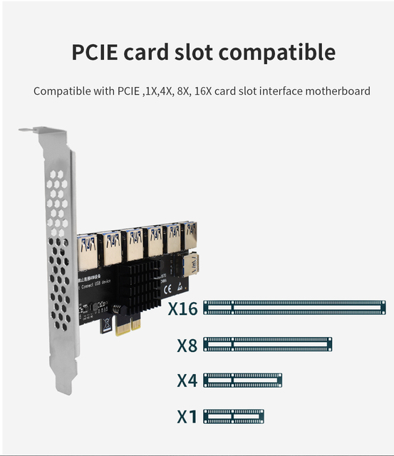 TISHRIC PCIE 1 do 7 gniazdo USB 3.0 PCI Express mnożnik wzmacniacz karty Riser PCIE 1X do 16X Riser 009S Adapter do bitcoinów górnictwoTytuł dopracowany:  Mnożnik USB 3.0 TISHRIC - Adapter PCIE 1 do 7, Riser 1X do 16X, do bitcoinów górnictwo - Wianko - 6