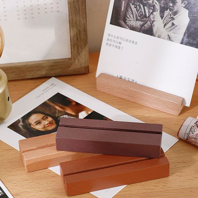 Uchwyt na karty drewniane - kreatywny pulpit, folder na zdjęcia, memo i pocztówki - Wianko - 1