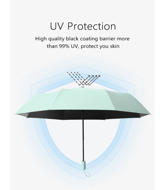 Słoneczny parasol Lady z 99% ochroną UV, wygodnym uchwytem i solidnym kolorem – idealny na plaży i deszcz - Wianko - 3