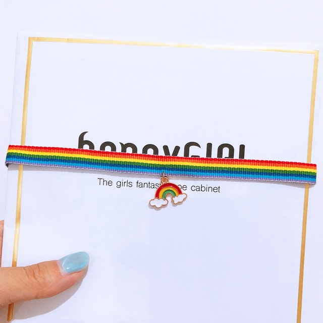 Naszyjnik Choker LGBT 2021 z modną tęczą, para księżycowych kropli wody – unisex biżuteria duma - Wianko - 23