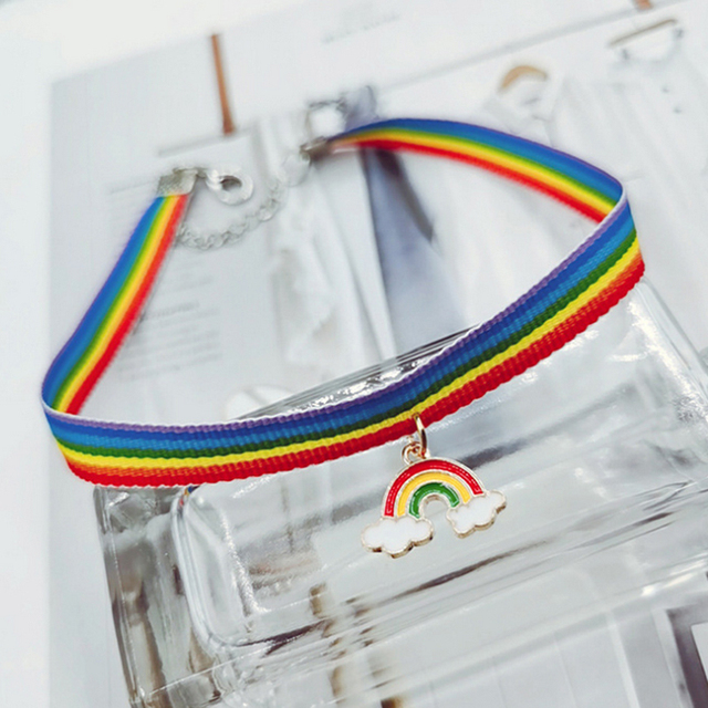 Naszyjnik Choker LGBT 2021 z modną tęczą, para księżycowych kropli wody – unisex biżuteria duma - Wianko - 22