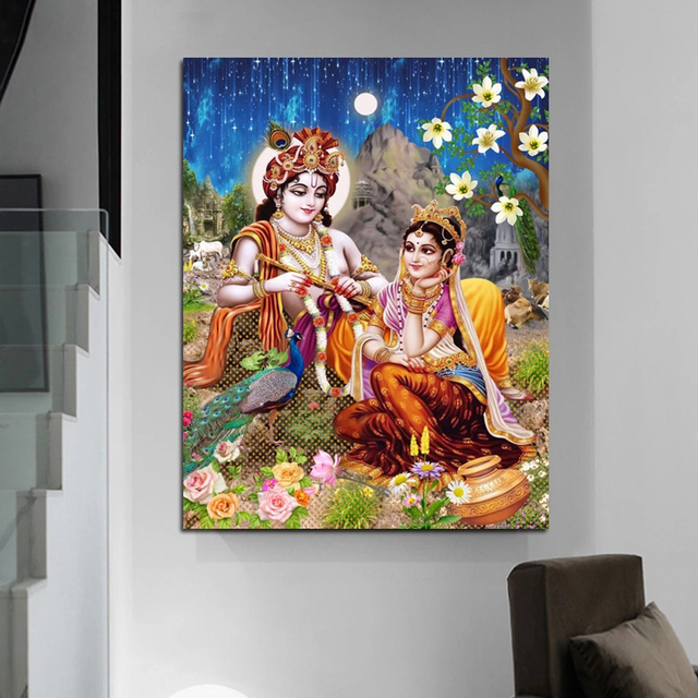 Mozaika diamentowa z obrazem hinduskiego boga Krzyżykowy Obraz Religijny - Wianko - 3