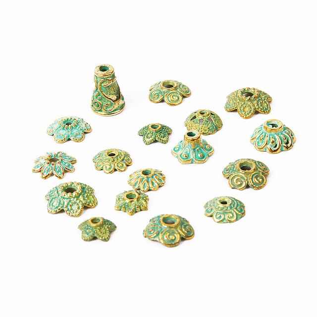 Koraliki tybetańskie srebrny zielony złote Charms, 20-1000 sztuk, do biżuterii naszyjnik bransoletka kapelusz, koraliki kwiat okrągły kształt - Wianko - 11