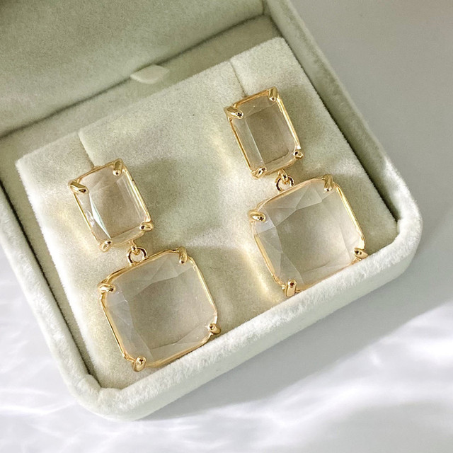 Jasne podwójne kolczyki zwisające z eleganckim złotym brzegiem - biżuteria dla kobiet o osobowości, inspirowane koreańskim stylem - Wianko - 5