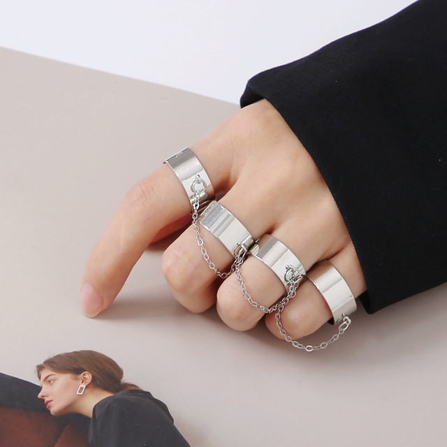 Nowoczesny pierścionek dla kobiet w stylu punk z otwartym pierścieniem na palec wskazujący - Wianko - 1