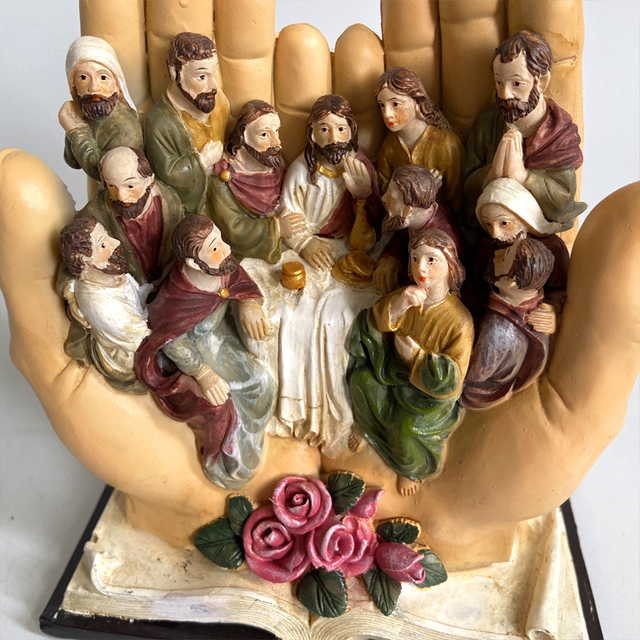 Rzeźba dłoni Jezusa Chrystusa na Ostatniej Wieczerzy - religijny posąg ozdoba do dekoracji domu - Wianko - 4