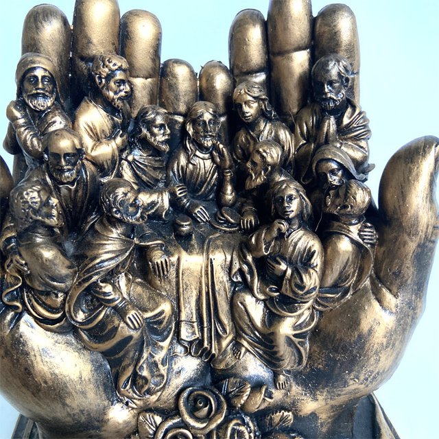 Rzeźba dłoni Jezusa Chrystusa na Ostatniej Wieczerzy - religijny posąg ozdoba do dekoracji domu - Wianko - 13