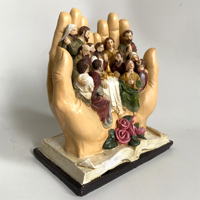 Rzeźba dłoni Jezusa Chrystusa na Ostatniej Wieczerzy - religijny posąg ozdoba do dekoracji domu - Wianko - 11
