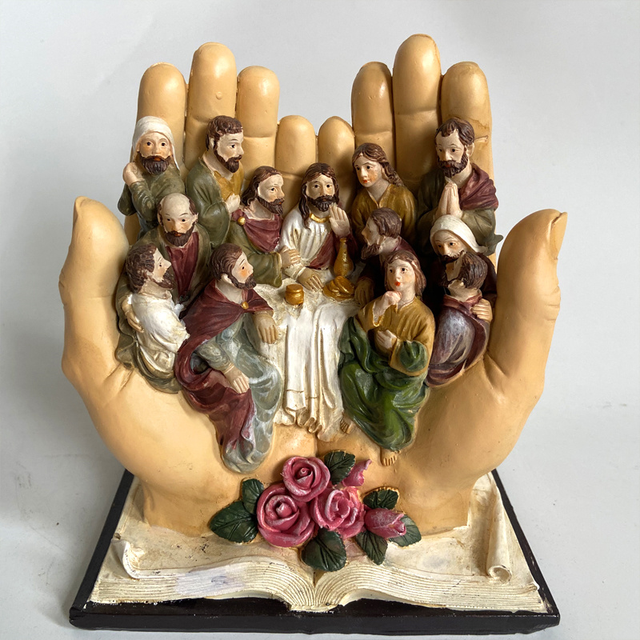 Rzeźba dłoni Jezusa Chrystusa na Ostatniej Wieczerzy - religijny posąg ozdoba do dekoracji domu - Wianko - 2