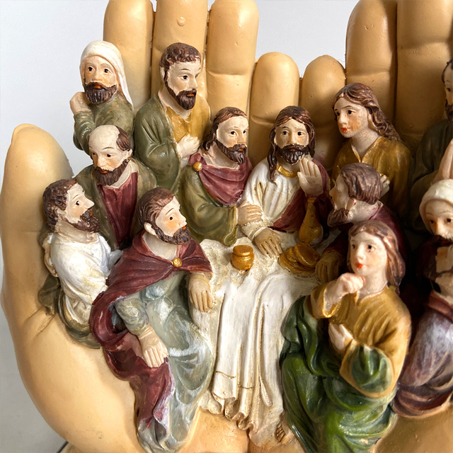 Rzeźba dłoni Jezusa Chrystusa na Ostatniej Wieczerzy - religijny posąg ozdoba do dekoracji domu - Wianko - 5