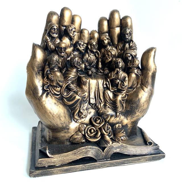 Rzeźba dłoni Jezusa Chrystusa na Ostatniej Wieczerzy - religijny posąg ozdoba do dekoracji domu - Wianko - 14