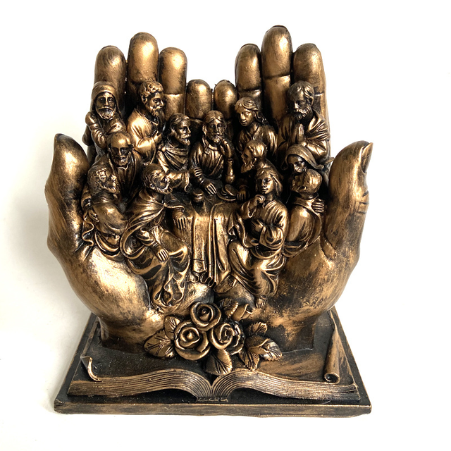 Rzeźba dłoni Jezusa Chrystusa na Ostatniej Wieczerzy - religijny posąg ozdoba do dekoracji domu - Wianko - 3