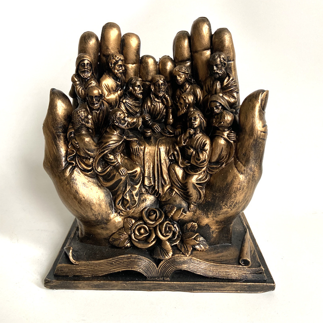 Rzeźba dłoni Jezusa Chrystusa na Ostatniej Wieczerzy - religijny posąg ozdoba do dekoracji domu - Wianko - 12