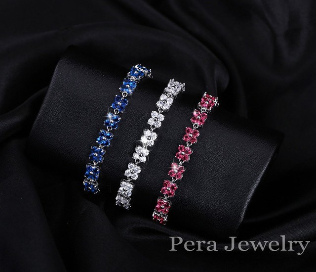 Elegancka bransoletka celebrytki Pera CZ z cyrkoniami ciemnoniebieskimi w ustawieniu Pave B007 - Wianko - 11