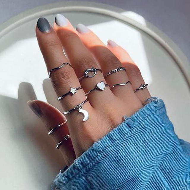 Pierścień z metalu w kształcie węża z czeskimi kamieniami i ozdobą w kształcie serca, w kolorze srebra, złota i fioletowej żywicy - biżuteria punkowa, prezencik prosty i modny - Wianko - 6