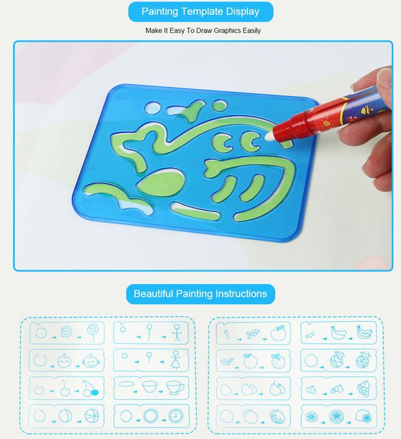 Duża tablica do pisania wodą z magicznymi długopisami - zestaw edukacyjny dla dzieci 120x90cm - Wianko - 4