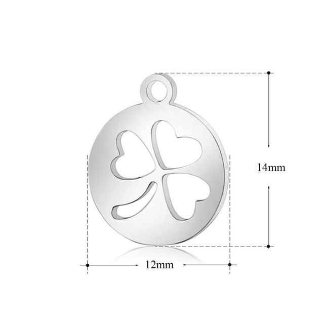 Celebrytka Lucky Symbol Flower Wish Bone Elephant Charm - 10 sztuk, nierdzewna stal, wysoki połysk - Wianko - 2