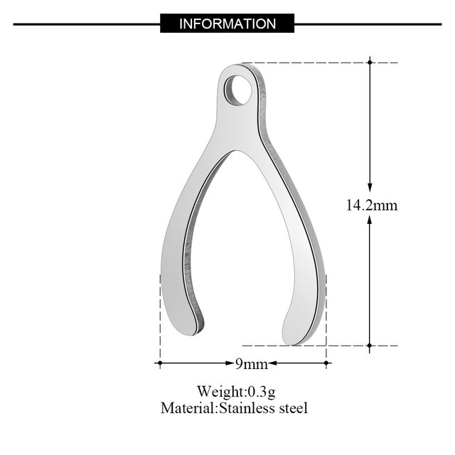 Celebrytka Lucky Symbol Flower Wish Bone Elephant Charm - 10 sztuk, nierdzewna stal, wysoki połysk - Wianko - 9