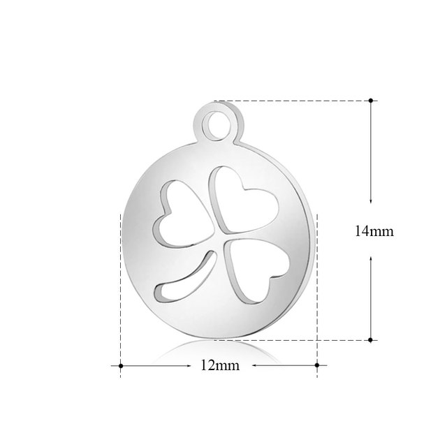 Celebrytka Lucky Symbol Flower Wish Bone Elephant Charm - 10 sztuk, nierdzewna stal, wysoki połysk - Wianko - 12