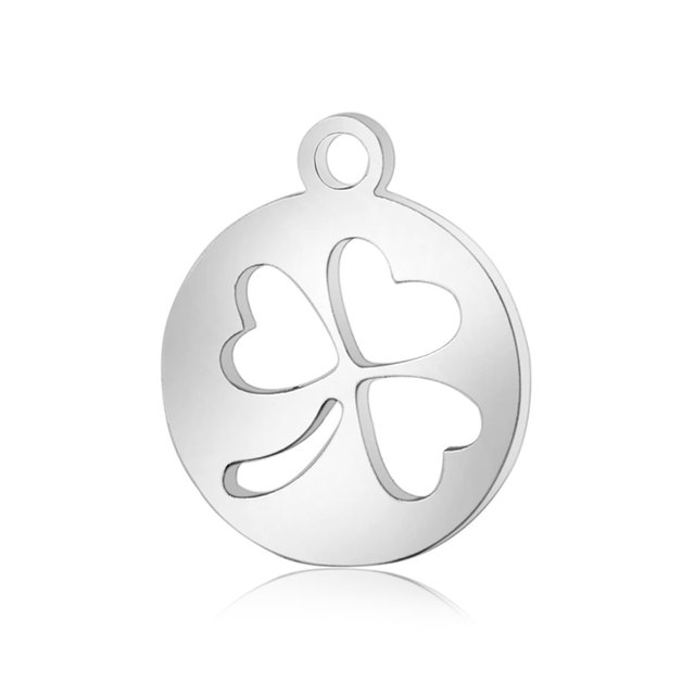 Celebrytka Lucky Symbol Flower Wish Bone Elephant Charm - 10 sztuk, nierdzewna stal, wysoki połysk - Wianko - 3