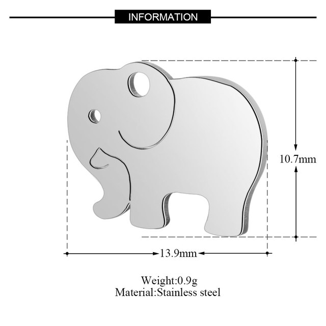 Celebrytka Lucky Symbol Flower Wish Bone Elephant Charm - 10 sztuk, nierdzewna stal, wysoki połysk - Wianko - 5