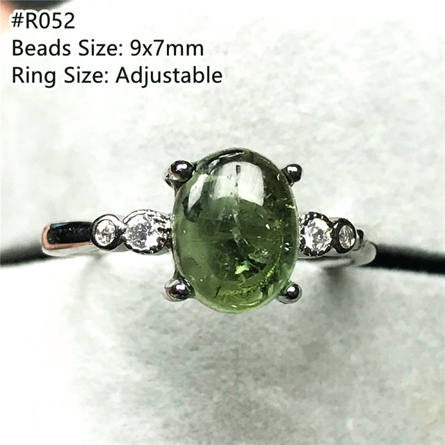 Pierścionek z naturalnym zielonym turmalinem kwarcowym - regulowana biżuteria srebrna - Wianko - 18