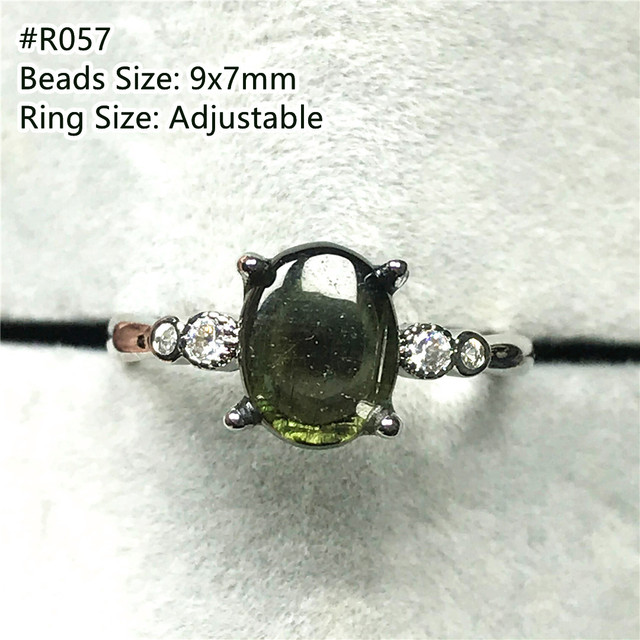 Pierścionek z naturalnym zielonym turmalinem kwarcowym - regulowana biżuteria srebrna - Wianko - 16