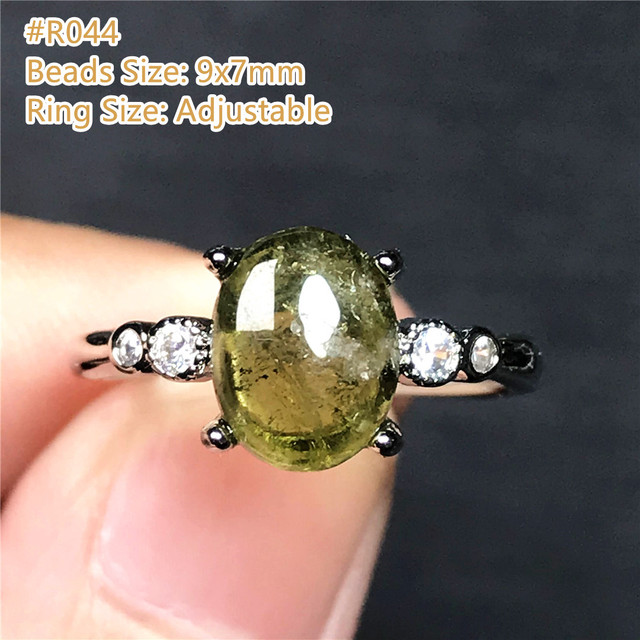 Pierścionek z naturalnym zielonym turmalinem kwarcowym - regulowana biżuteria srebrna - Wianko - 7