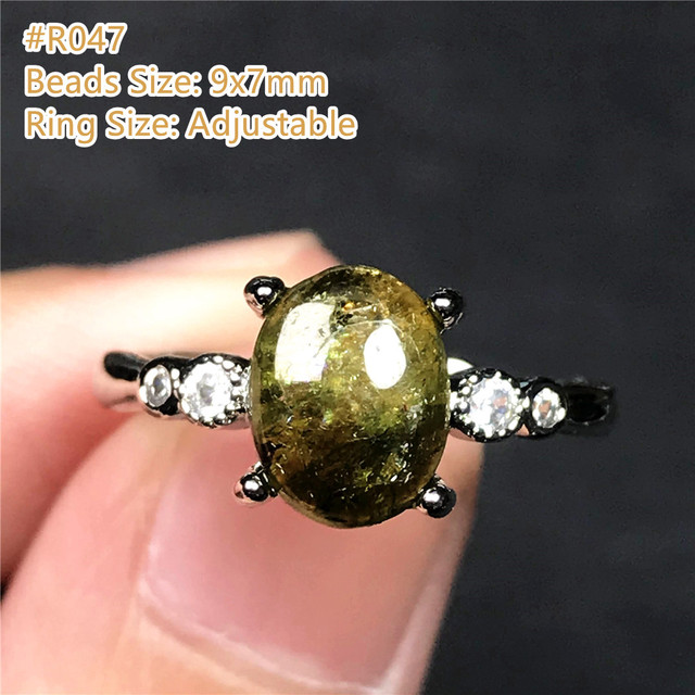 Pierścionek z naturalnym zielonym turmalinem kwarcowym - regulowana biżuteria srebrna - Wianko - 23