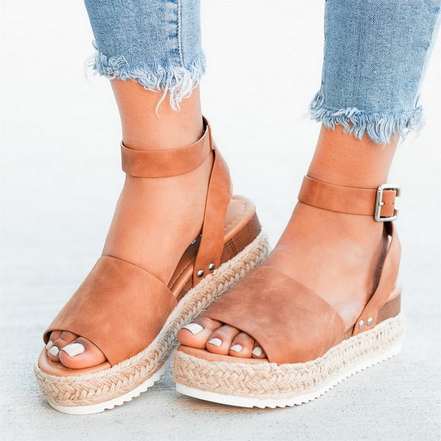 Kliny buty damskie na wysokim obcasie sandały letnie 2019 Flip Flop Plus rozmiar 35-43 - Wianko - 8