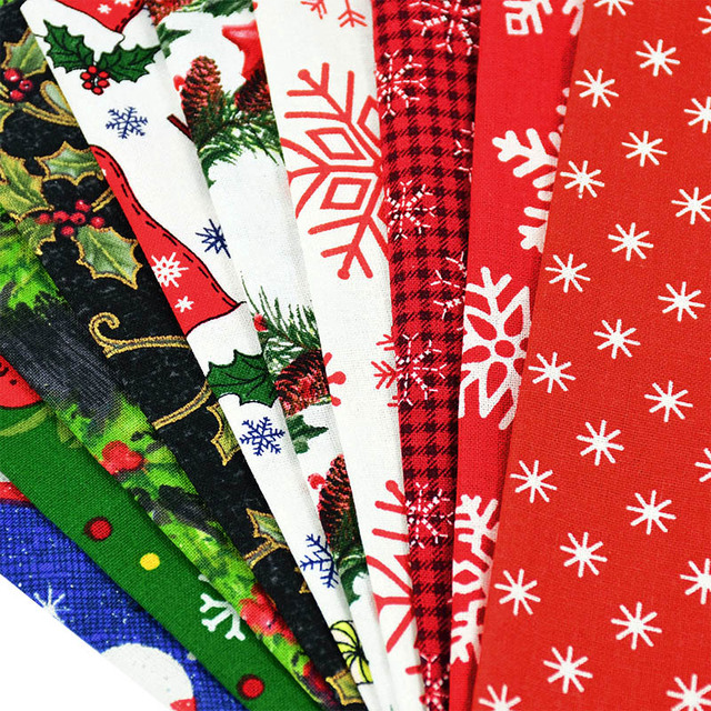 10 sztuk motyw świąteczny tkanina bawełniana Patchwork Snowflake święty Mikołaj ściereczka boże narodzenie Decoe DIY - Wianko - 3