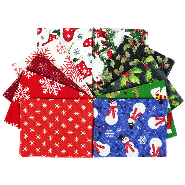 10 sztuk motyw świąteczny tkanina bawełniana Patchwork Snowflake święty Mikołaj ściereczka boże narodzenie Decoe DIY - Wianko - 10