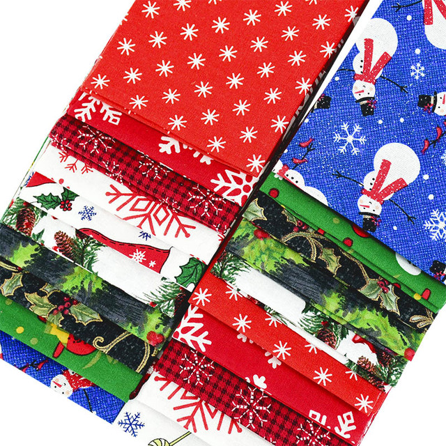10 sztuk motyw świąteczny tkanina bawełniana Patchwork Snowflake święty Mikołaj ściereczka boże narodzenie Decoe DIY - Wianko - 8