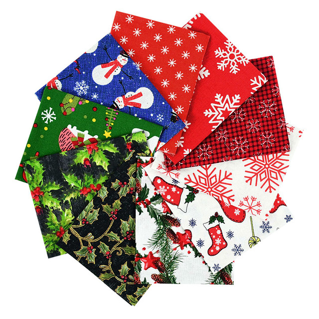 10 sztuk motyw świąteczny tkanina bawełniana Patchwork Snowflake święty Mikołaj ściereczka boże narodzenie Decoe DIY - Wianko - 11