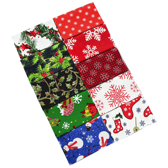 10 sztuk motyw świąteczny tkanina bawełniana Patchwork Snowflake święty Mikołaj ściereczka boże narodzenie Decoe DIY - Wianko - 15