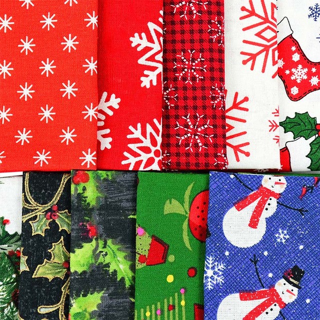 10 sztuk motyw świąteczny tkanina bawełniana Patchwork Snowflake święty Mikołaj ściereczka boże narodzenie Decoe DIY - Wianko - 6