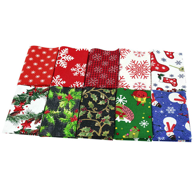 10 sztuk motyw świąteczny tkanina bawełniana Patchwork Snowflake święty Mikołaj ściereczka boże narodzenie Decoe DIY - Wianko - 14