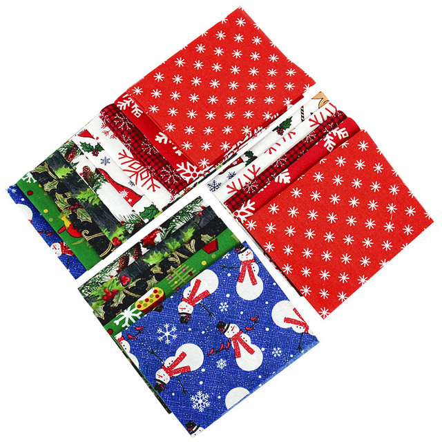 10 sztuk motyw świąteczny tkanina bawełniana Patchwork Snowflake święty Mikołaj ściereczka boże narodzenie Decoe DIY - Wianko - 12