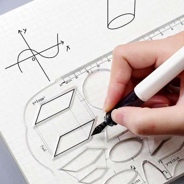 Wielofunkcyjny szablon do rysowania - uczeń artystyczny: Design, geometria, funkcja matematyki, linijka, kątomierz - Wianko - 9