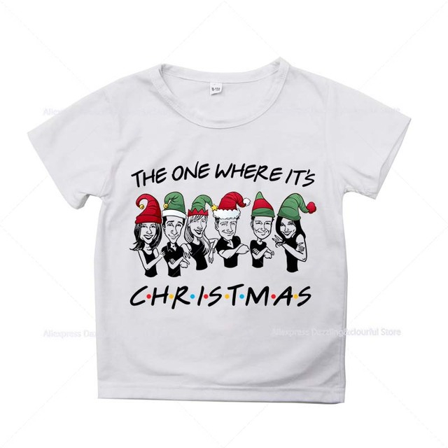 Wesołe świąteczne t-shirty dla dzieci - Przyjaciele z motywem Anime, koszulki z nadrukami dla chłopców i dziewcząt - uliczny styl dziecięcy - Wianko - 18